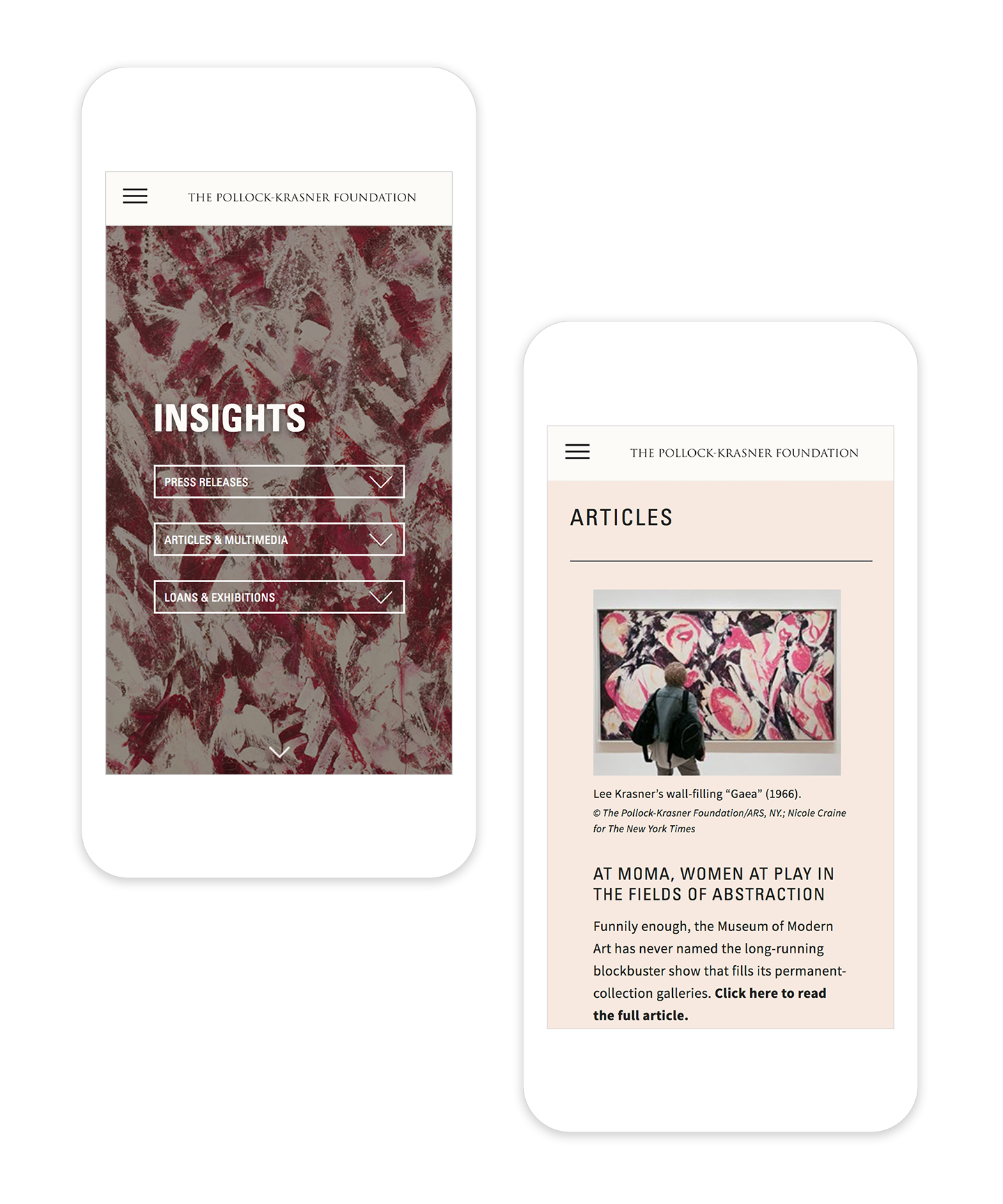 2 responsible mobile page designs showing the Insights page