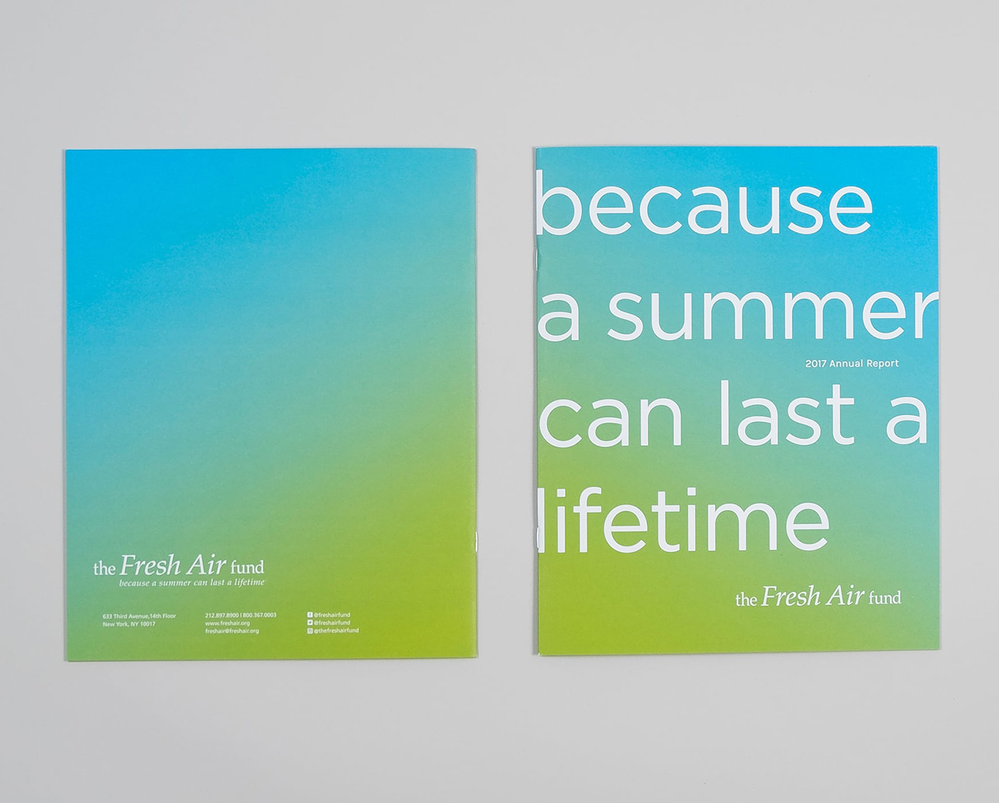 Front and back cover design with wraparound green to blue gradient