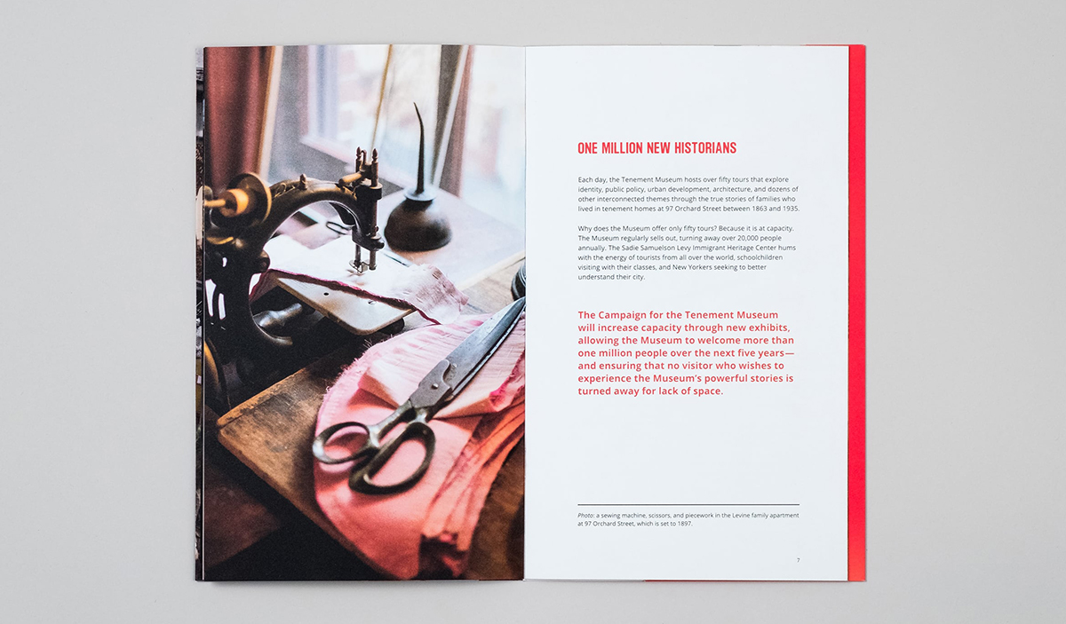 Interior spread with a photograph of a sewing table