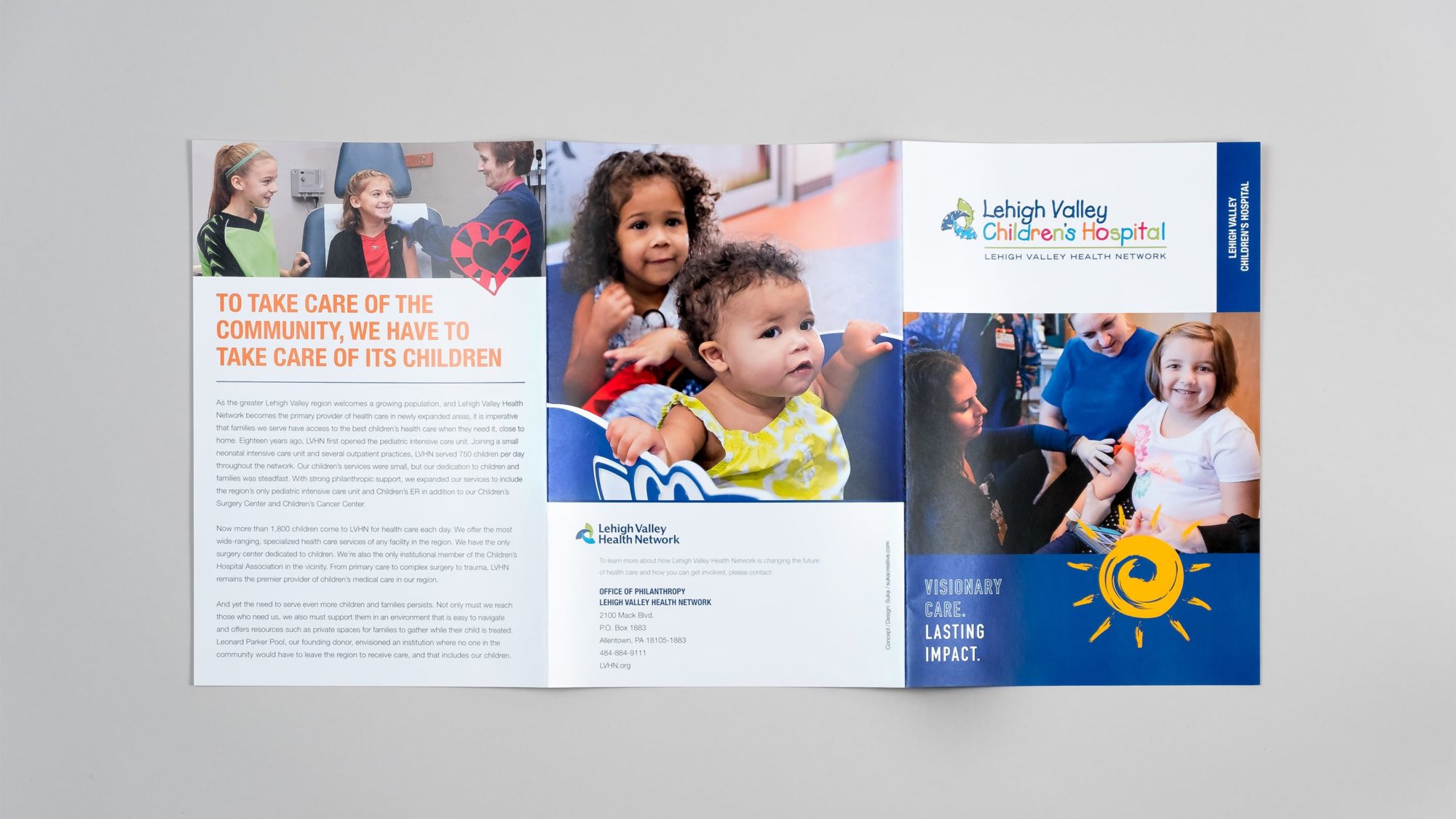 Tri-fold brochure design for the Children's Hospital priority piece