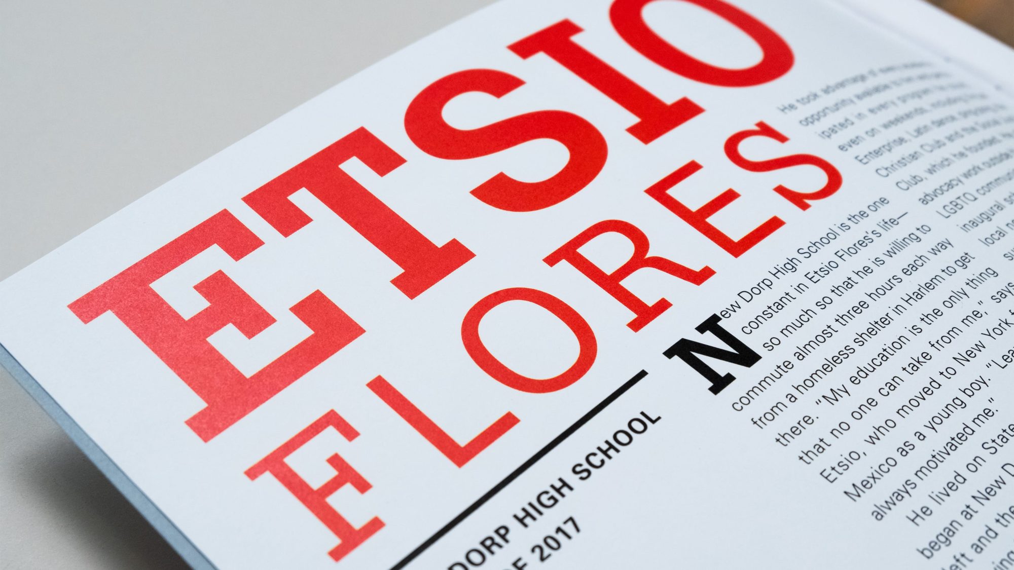 Detail of type treatment for Etsio Flores' student page